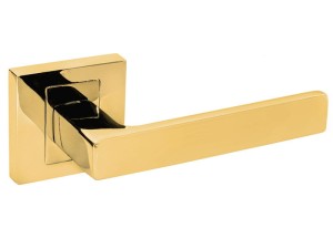 Klamka wewnętrzna Roothkin QUBIK QR8 - rozeta kwadratowa, złoty jasny