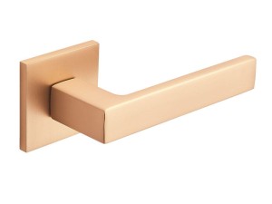 Klamka wewnętrzna Roothkin Santos Slim QR16 - rozeta kwadratowa, złoty różowy