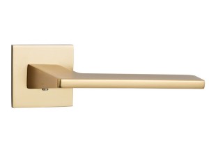 Klamka wewnętrzna Roothkin Fidel Slim QR16 - rozeta kwadratowa, złoty satyna PVD