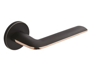 Klamka wewnętrzna Roothkin Stina Slim R17 - rozeta okrągła, czarny matowy, złoty