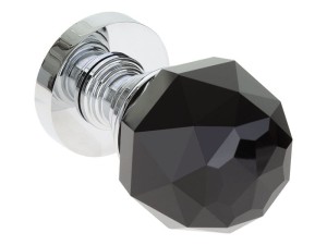 Klamka wewnętrzna Roothkin gałka czarna R9 - rozeta okrągła, chrom