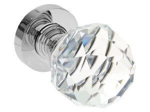 Klamka wewnętrzna Roothkin gałka przezroczysta R9 - rozeta okrągła, chrom