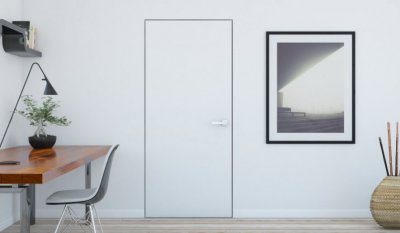 Ciekawy efekt aranżacyjny, dzięki drzwiom zlicowanym ze ścianą